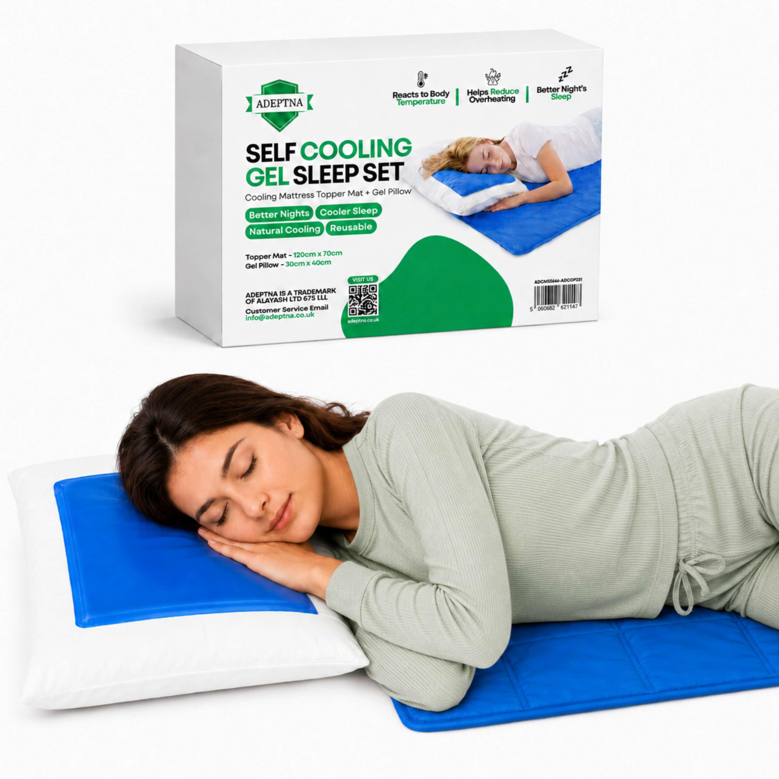 ADEPTNA Large Self Magic Cooling Gel Pad Mattress Topper Mat with Cooling Gel Pillow Reusable Bed Mat for Hot Summer Nights Mattress Topper for Bed Sofa Chair Pressure Relief (LARGE (120cm x 70cm))
