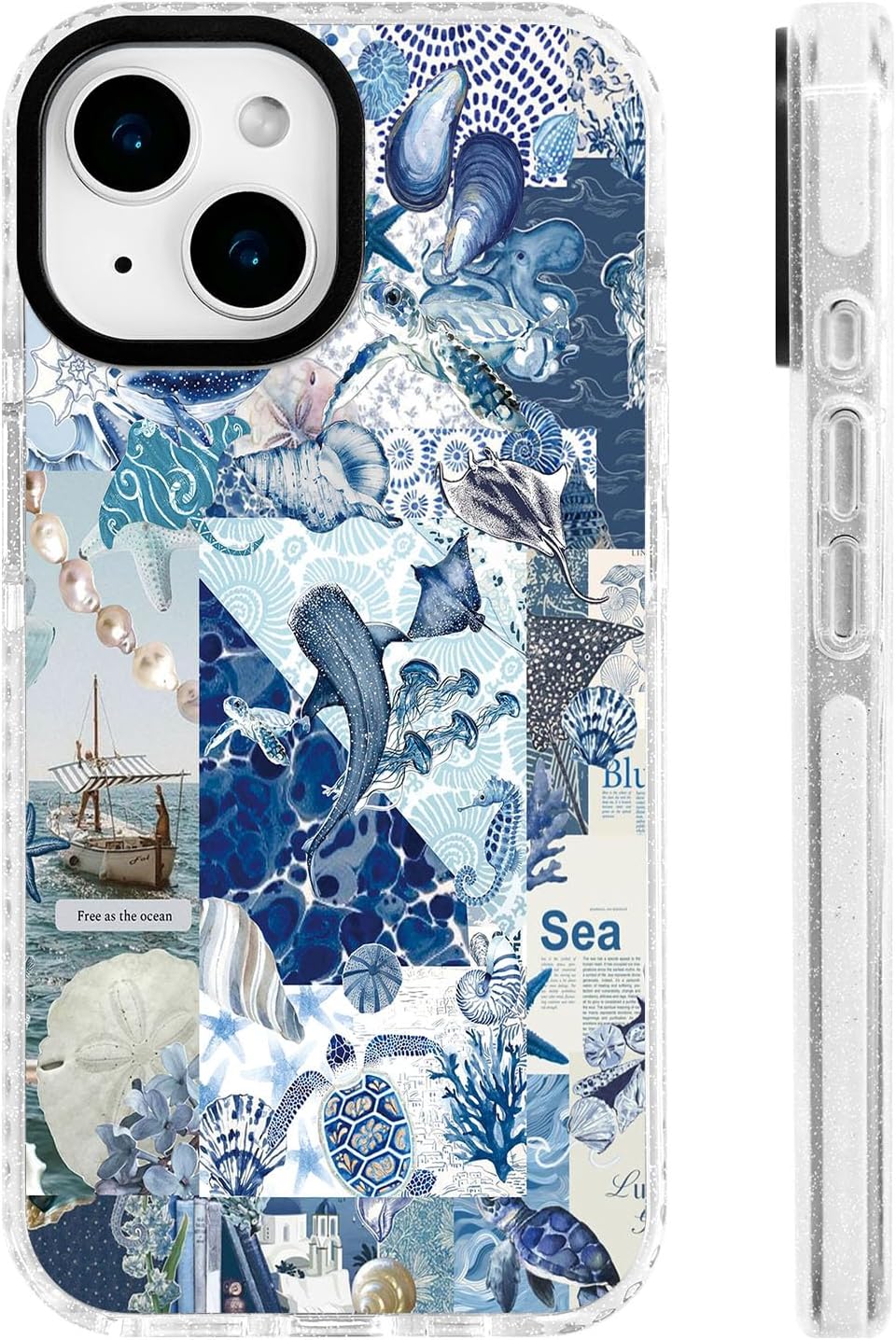 for iPhone 13 mini Case Blue Ocean Seashell Whale Shark Marine