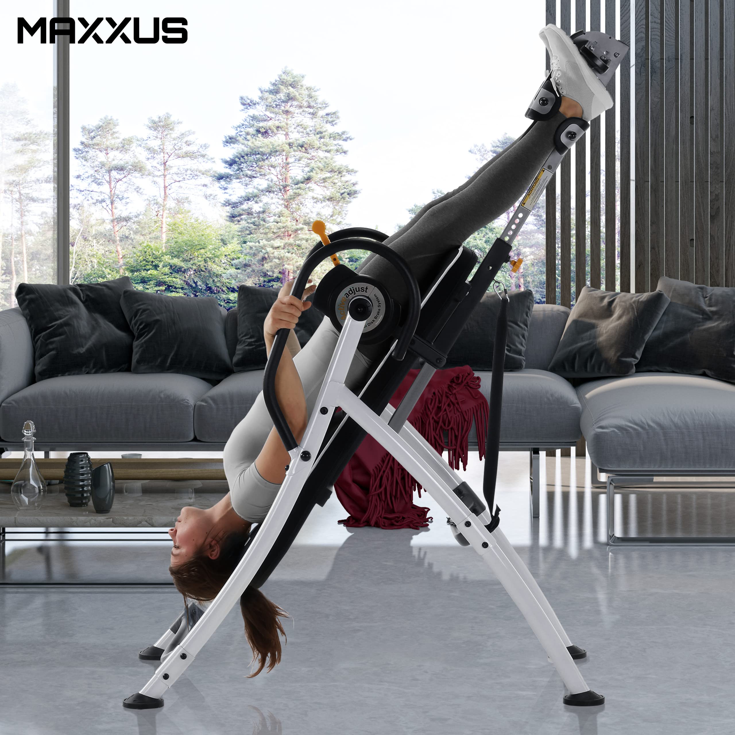 MAXXUS Panca a Inversione Gravity Pro 2 - Gravitazionale, Pieghevole, Altezza e Inclinazione Regolabili, Imbottito, Max 160 kg, fino a 206 cm - Tavolo Inversione, Schiena, Panca Inversa