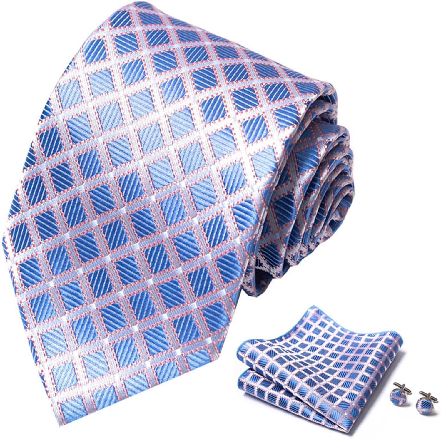 Tie for Men Men's Tie Classic With Handkerchief Cufflinks Set for Wedding Business