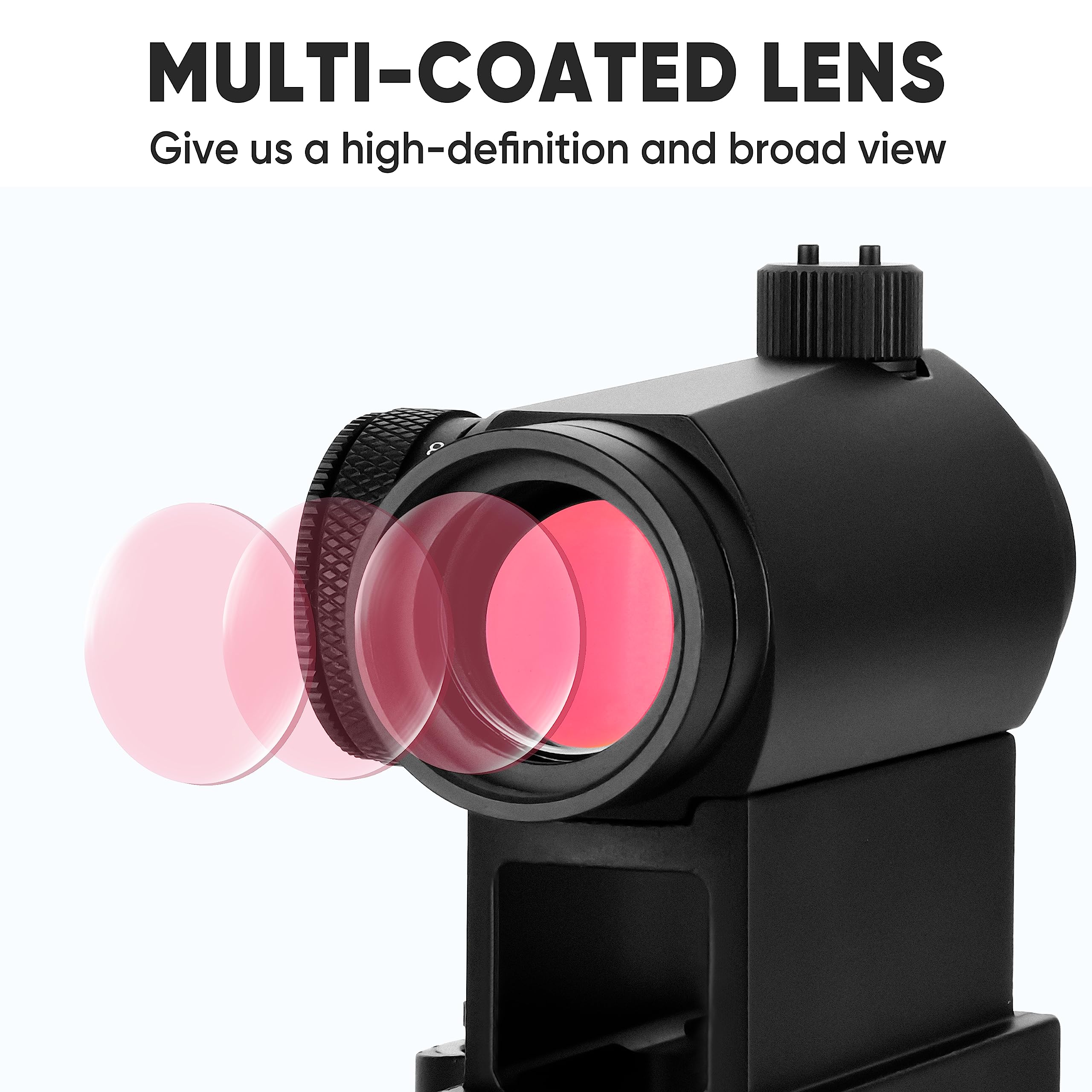 AOMEKIE Red Dot Sight 3 MOA Reflex Sight 11 Brightness Setting with 1'' Quick Release Riser Mount