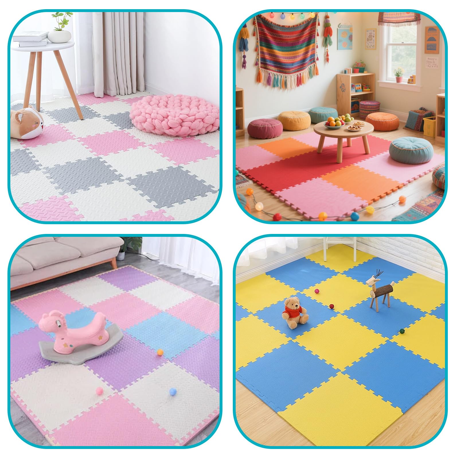 Bodenschutzmatte 1 cm Dicke Bodenmatte Profi-Set 30x30x1,0 cm Kompaktmatten EVA Sportmatte Rutschfest Fitnessmatte Pool Unterlage Sport Matten