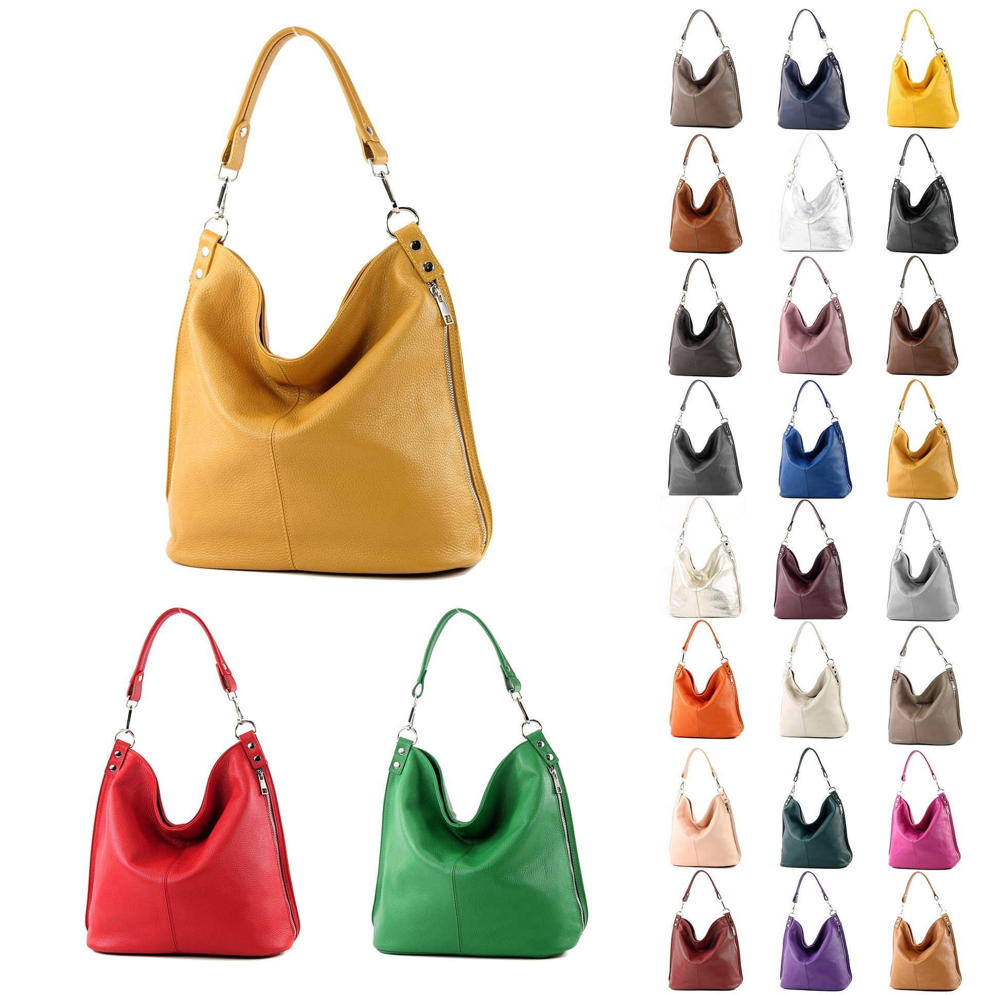 modamoda de T177 Damen Leder Schultertasche, handmade in Italy