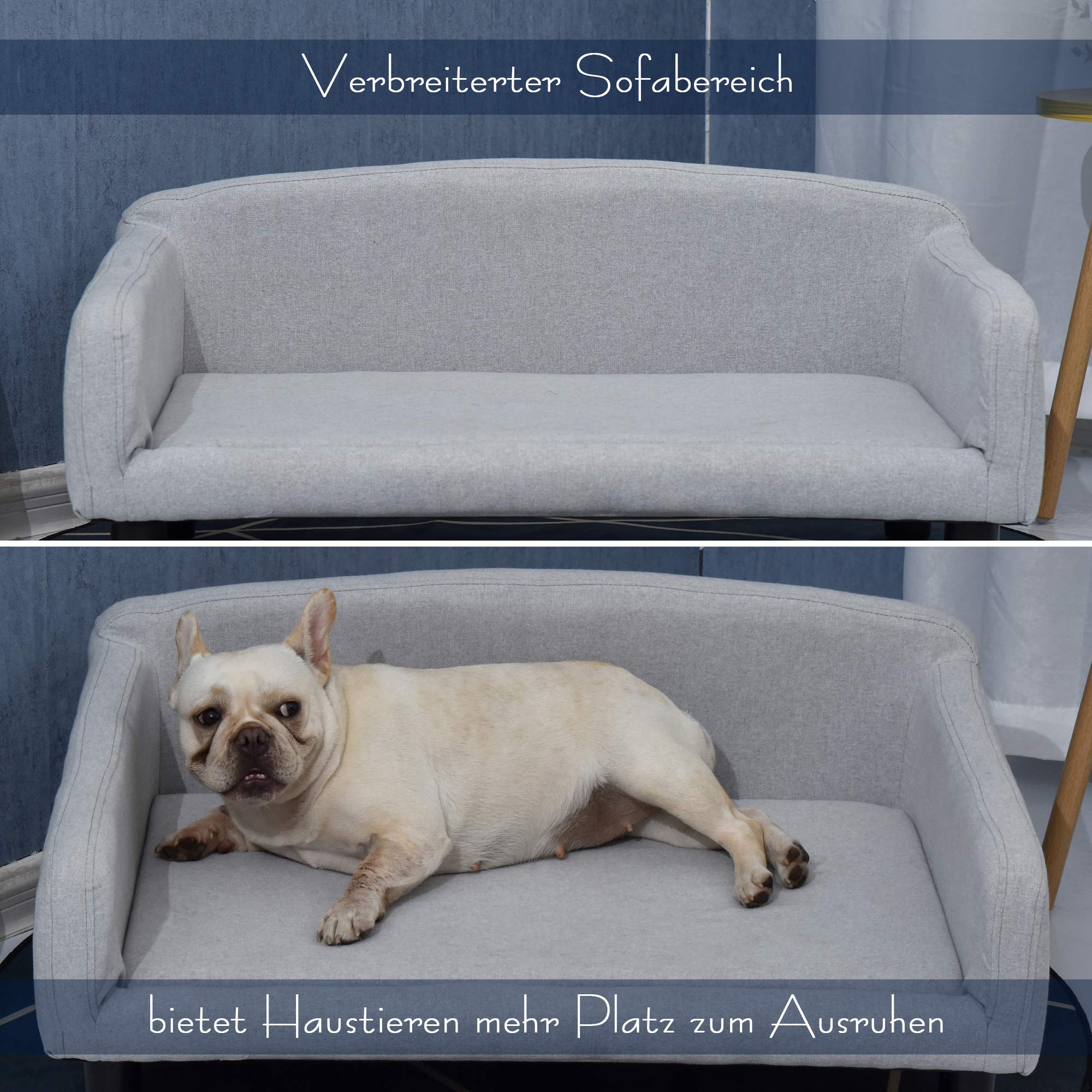 Canapé pour chien PawHut avec housse douce Canapé pour animaux domestiques avec pieds en bois Lit pour chien 82 x 54 x 36 cm