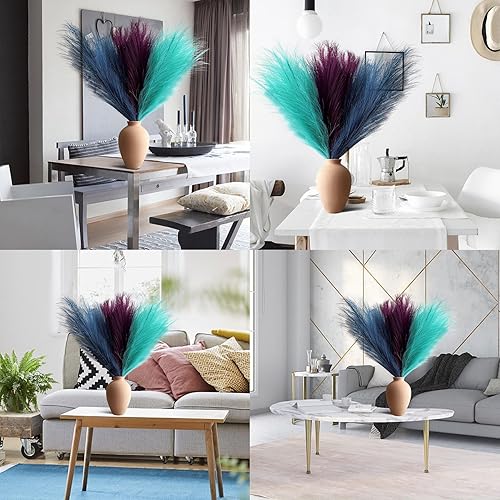 Miniatura 6 de Decoración de hierba de las pampas, 6 tallos de 18 pulgadas de hierba pomposa, arreglo floral pequeño y relleno de jarrón para decoración bohemia