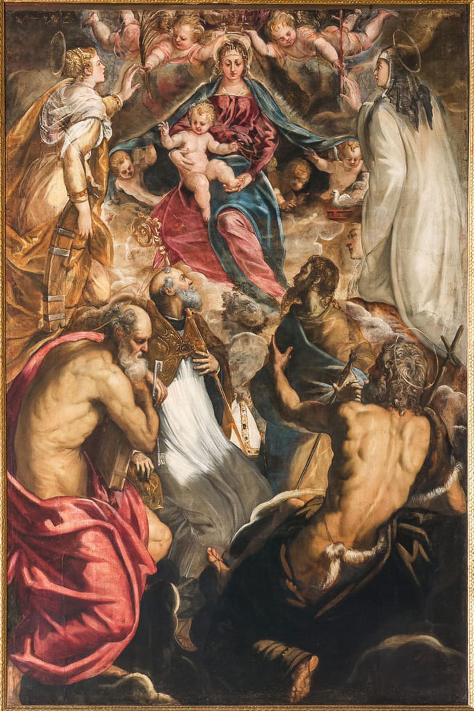 SERENDIPITP Retro Picture Poster Wall Art Pictures Painting Lady with Infant Jesus and Saints by Jacopo Robusti Tintoretto Wall Art Canvas Print for Wall Decor 60x90cm