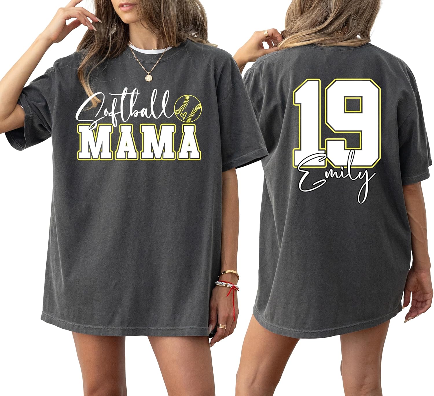 Comfort Colors Softball Mom Shirt, Custom Name and Number Tee for Women, Personalized Softball Mama T-Shirt, Game Day Sports Graphic Shirt Multi