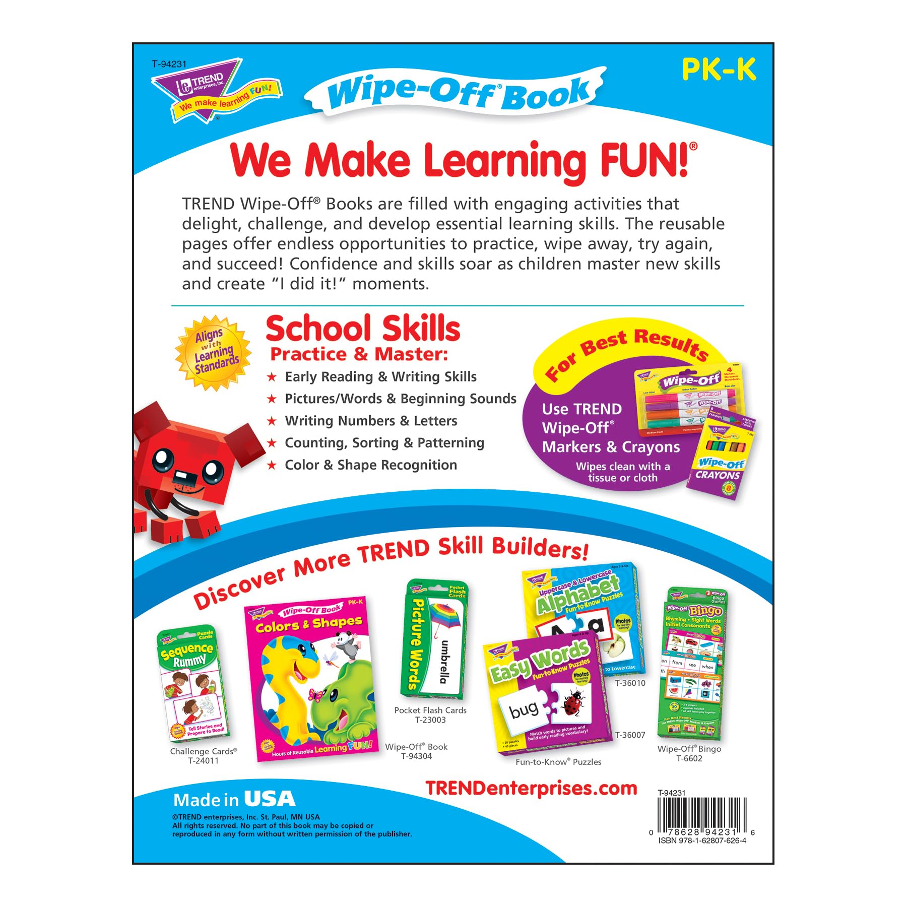 Trend School Skills Wipe-Off Book Wipe-Off Book, 8.5" x 11", 28 Pages - Image 4