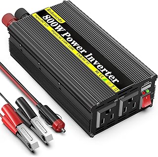800 Watt Power Inverters for Vehicles, Car Inverter DC 12v to 110v AC Converter for Car Cigarette Lighter, Modified Sine Wave Inverters with 2 AC Outlets and 2.4A USB Ports for RV Camping