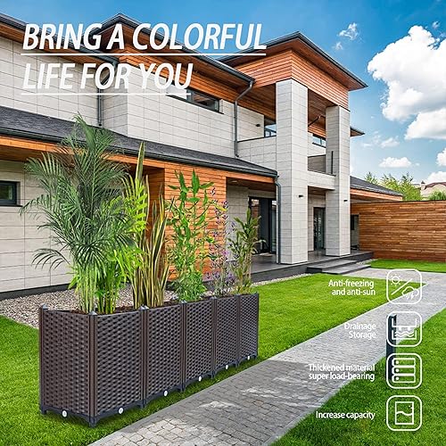 Miniatura 15 de Cama de jardín elevada con patas, maceta elevada de plástico para plantas, flores, verduras y hierbas al aire libre 31.5"(L)