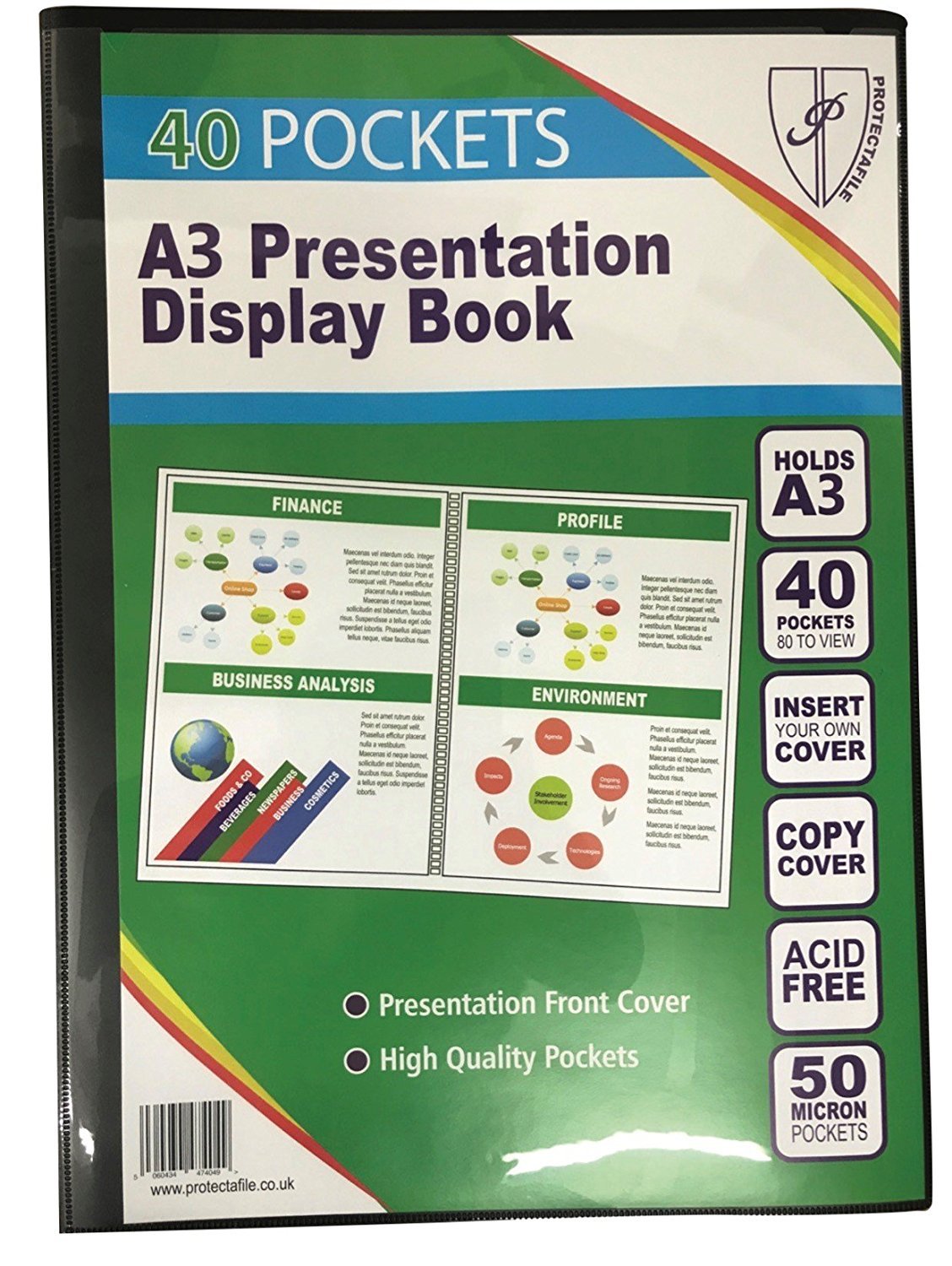 PROTECTAFILE A3 Display Book -40 Pocket Presentation Folio, Clear, Medium - Image 2