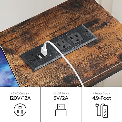 Miniatura 6 de HOOBRO Mesa consola con toma de corriente, mesa de sofá de 63 pulgadas detrás con estantes, mesa de entrada estrecha con almacenamiento, mesa de