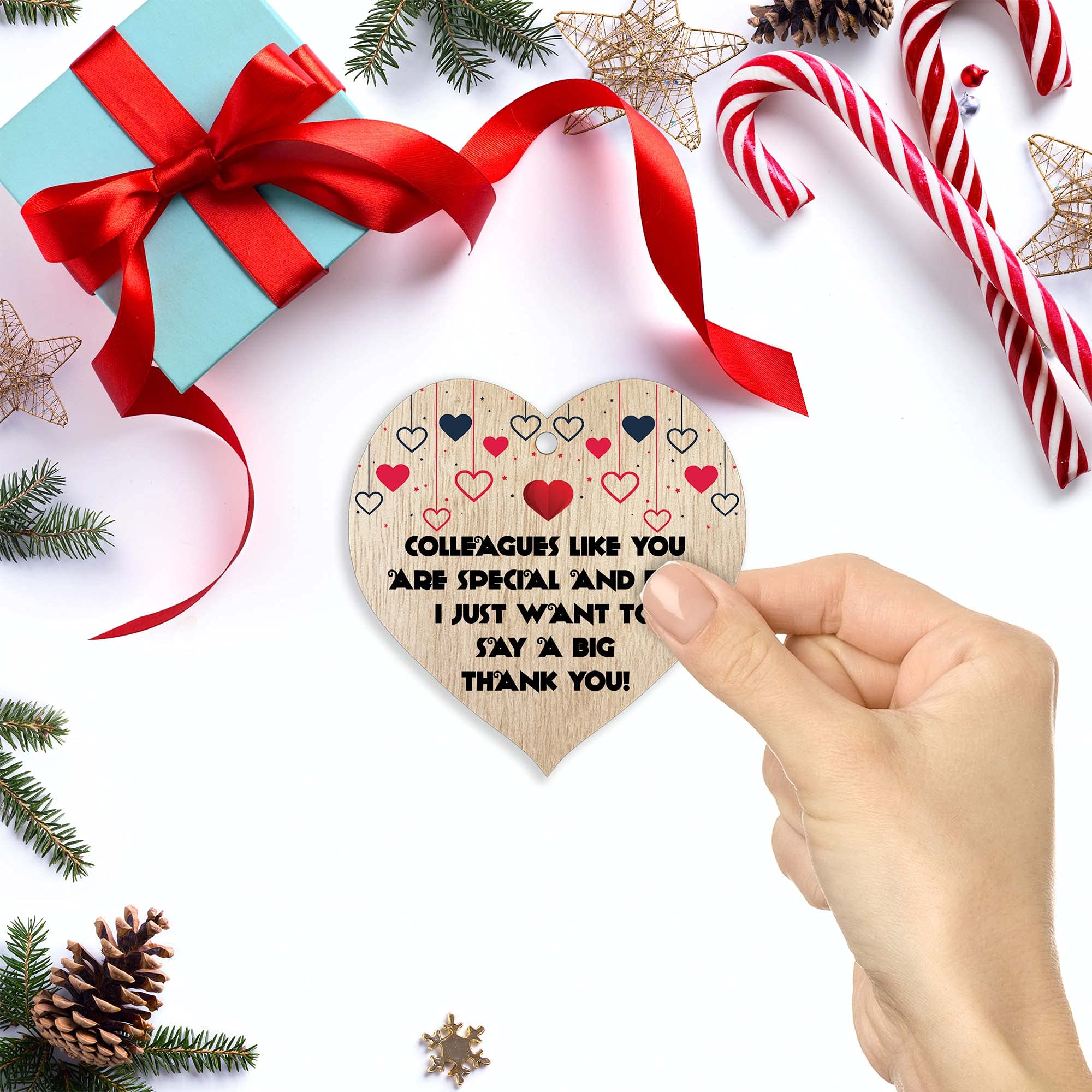 Plaque De Noël En Bois En Forme De Cœur Pour Collègues