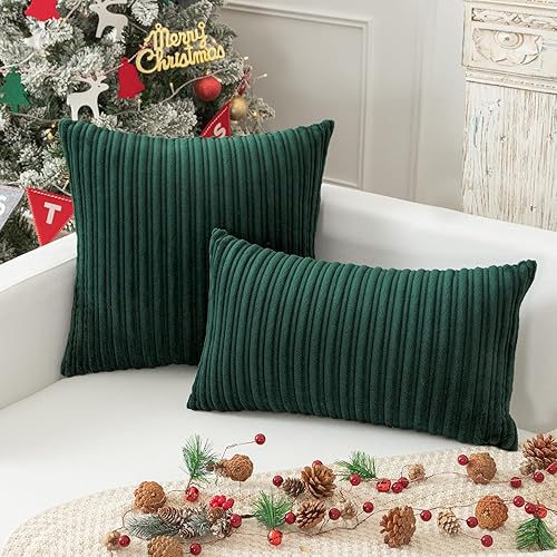 Miniatura 4 de Kevin Textile - Juego de 2 fundas de almohada cuadradas decorativas de pana suave y sólidas, fundas de almohada para sofá, dormitorio o automóvil,