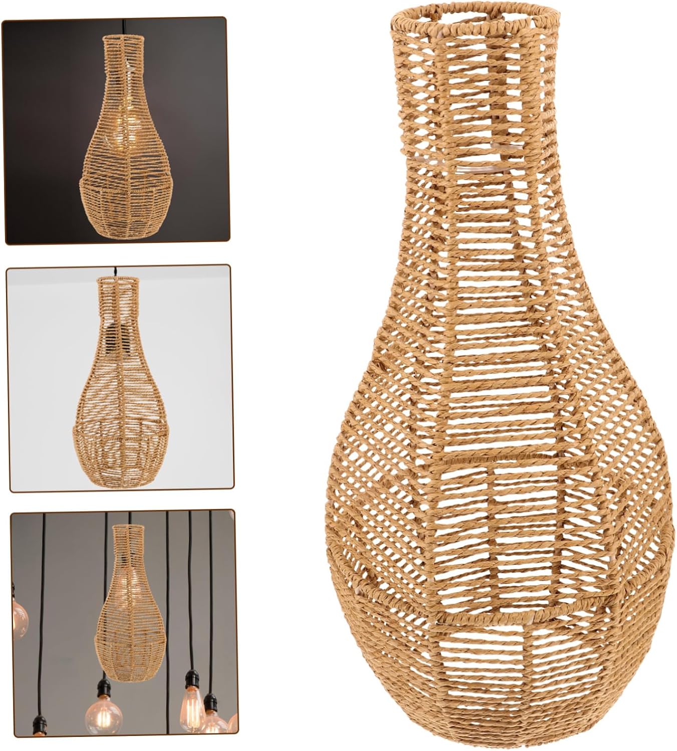 POPETPOP Bohemian Ceiling Lamp Shade Vintage Hanging Light Cover Rope Lampshade for Home