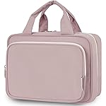 Narwey Travel Toiletry Bag for Women Large Hanging Makeup Bag Organizer Toiletries Bag for Full Size Essentials Accessories Cosmetics (Dusty Rose (Large))