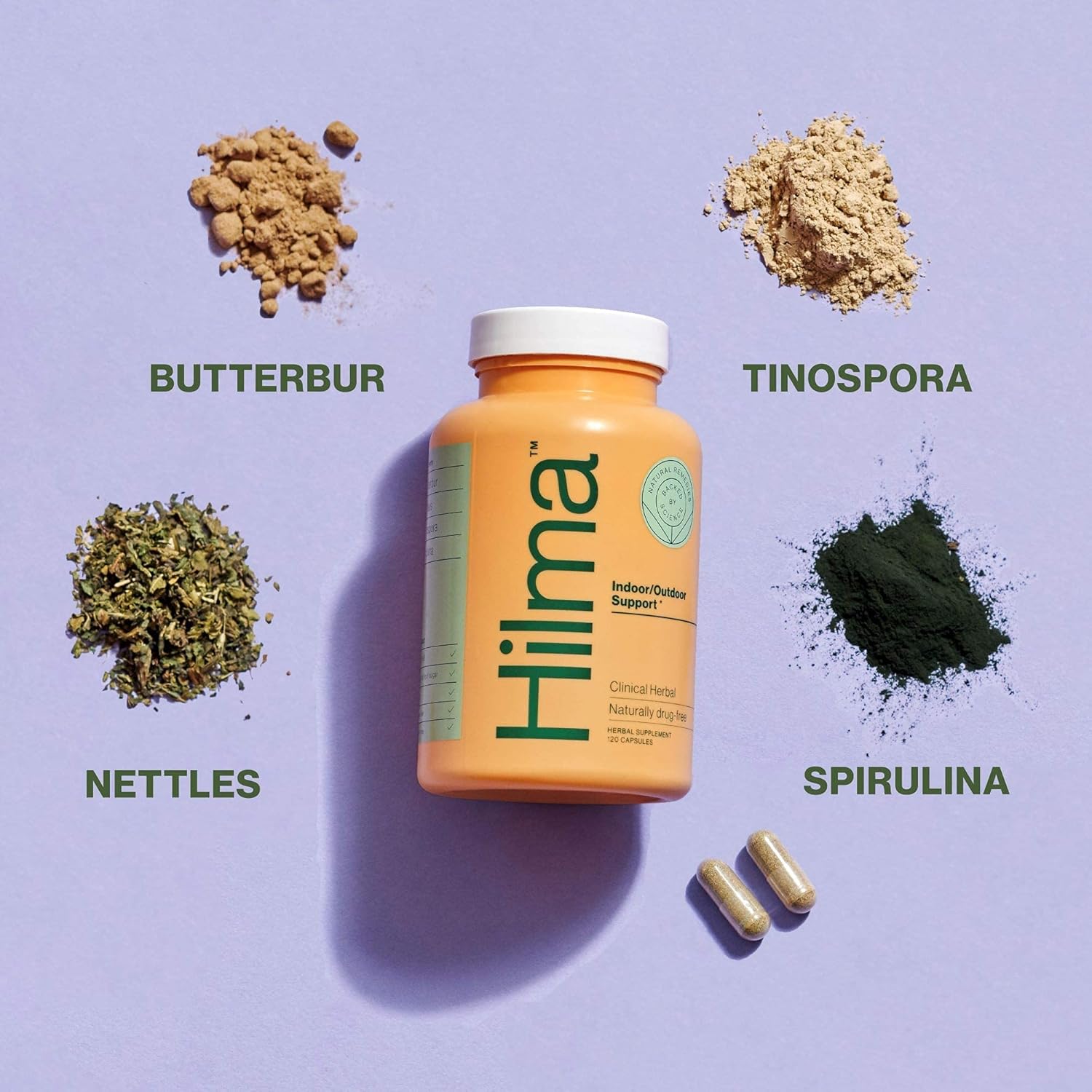 Buy Hilma Natural Sinus Support By Hilma - Clinically Proven Stinging Nettles Butterbur Spirulina - Seasonal Allergy Relief - Doctor Formulated Organic Ingredients - Non-drowsy 120 Capsules Online In Japan B08c748c7p