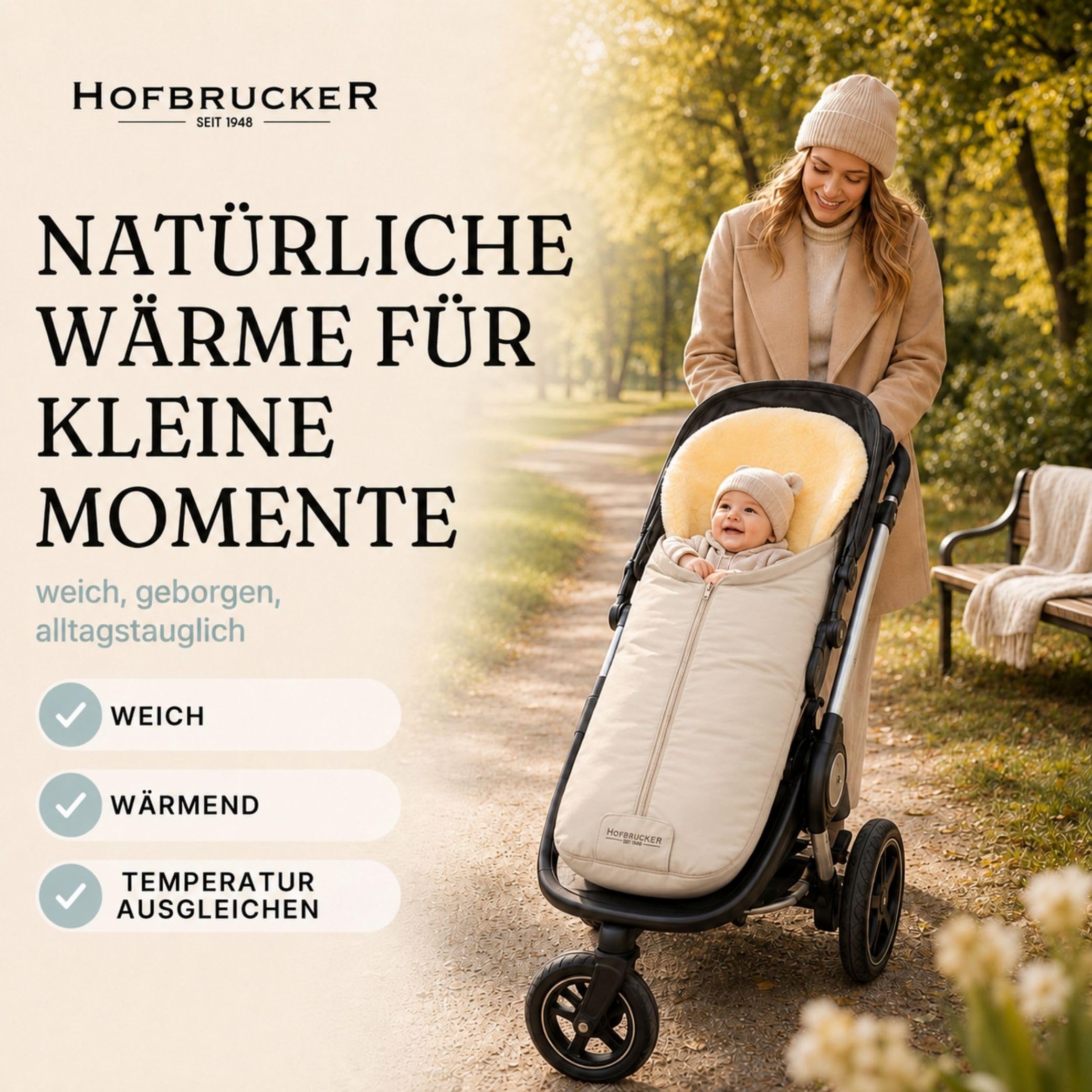 Hofbrucker seit 1948 Saco portabebés (piel de cordero) Iglu Beige Única