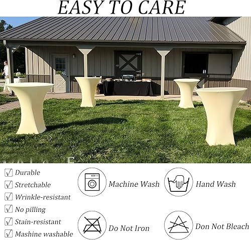 Miniatura 5 de Paquete de 4 manteles de elastano para mesa de cóctel de 32 x 43 pulgadas, manteles cuadrados elásticos con esquinas cuadradas, mantel redondo de