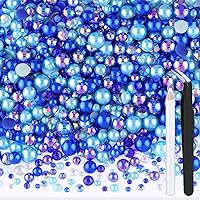 Vista 21 de BELLEBOOST 50g Juego de Perlas Planas y Diamantes de Imitación 1-Rosa y Blanco, Tamaño Mixto 3-10mm, Resina, Diamantes de Imitación y Medias Perlas