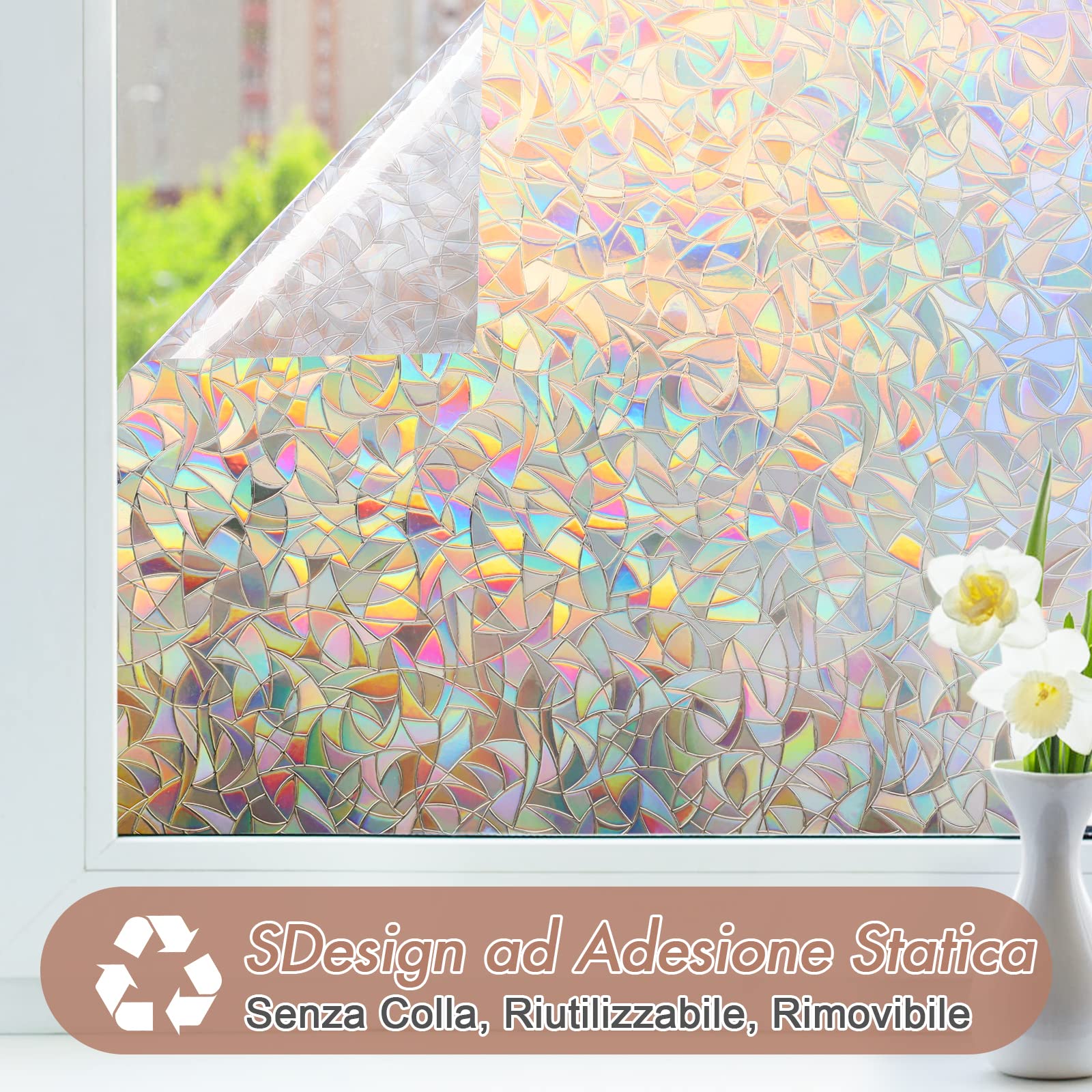 Haton Pellicola oscurante per finestre, autoadesiva, colorata, per finestre, per soggiorno, cucina, 90 x 400 cm