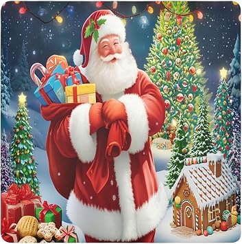 Burbuja Santa Claus Magic Cloth Wrap Portable Self-Adhesive Magic Cloth Protective Camera Pouch for Makeup Lens Phone Accessories, 13.8x13.8 in