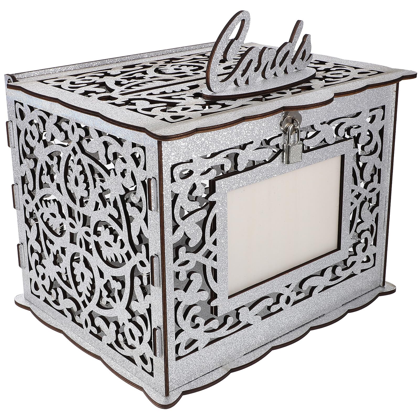 Caja de madera para tarjetas de boda decorativa y sobres de felicitación