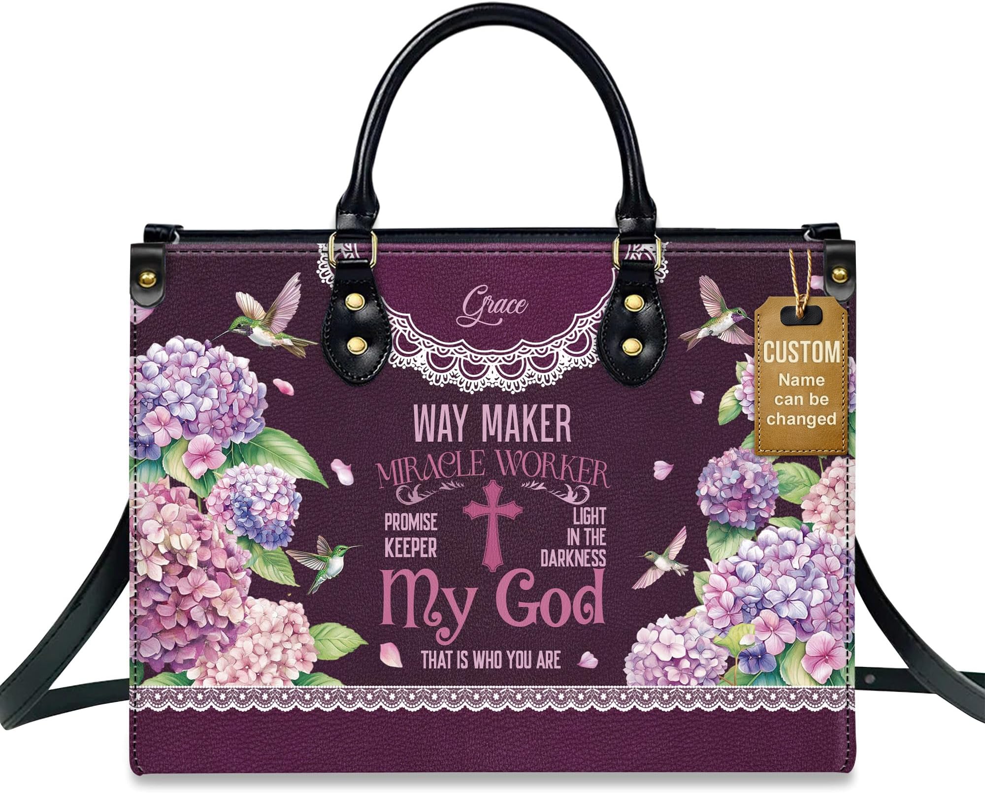 Personalized Leather Handbag for Women, Custom Name Church Bag, Christian Gifts, Christmas Gifts for God Lovers