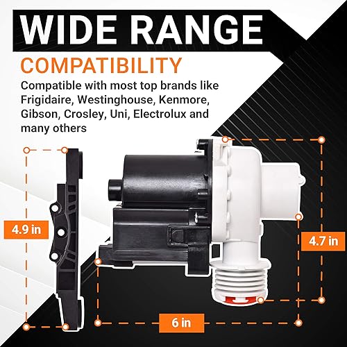 Miniatura 3 de BlueStars 137221600 Pieza de repuesto para bomba de drenaje de arandela, compatible con lavadoras Kenmore Frigidaire, sustituye a 137108100