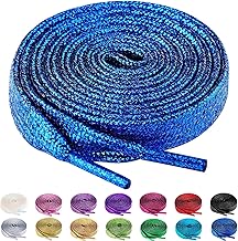 Olukssck 2 Pairs Flat Metallic Sequins Shoelaces for Shoes, Premium Replacement Glitter Shoelaces for Shoes Sports and Boots
