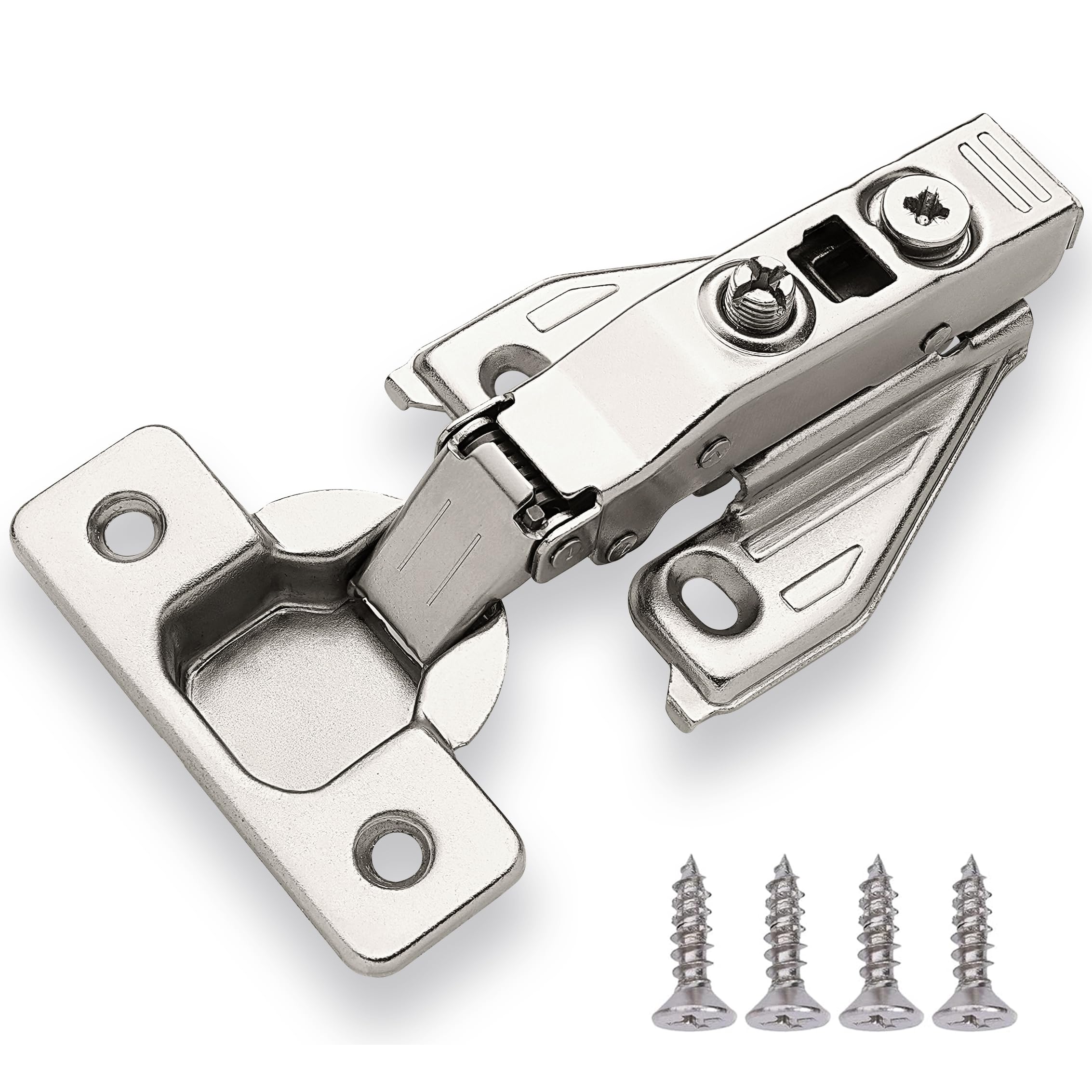 DecoBasics 1/2" Overlay Soft Close Cabinet Hinges for Kitchen Cabinets (50 PCS)- 105° Face Frame Concealed Cabinet Door Hinge -3 Way Adjustability -Clip on Plate & Matching Screw 4 Easy Installation