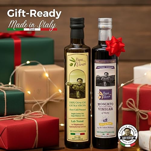 Miniatura 3 de Papa Vince Juego de aceite de oliva virgen extra y balsámico - AOVE Primero prensado en frío diciembre 2023/24, vinagre balsámico envejecido 8 años