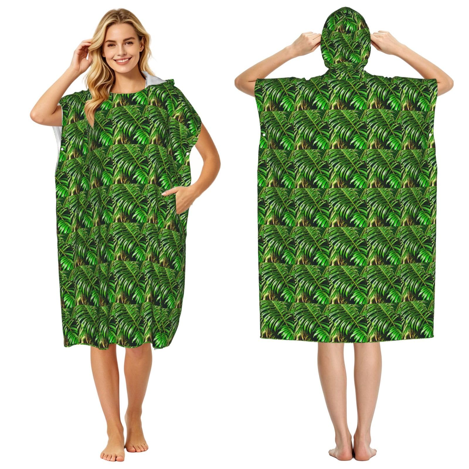 Poncho toalla con capucha de palmeras para tus viajes y escapadas al aire libre