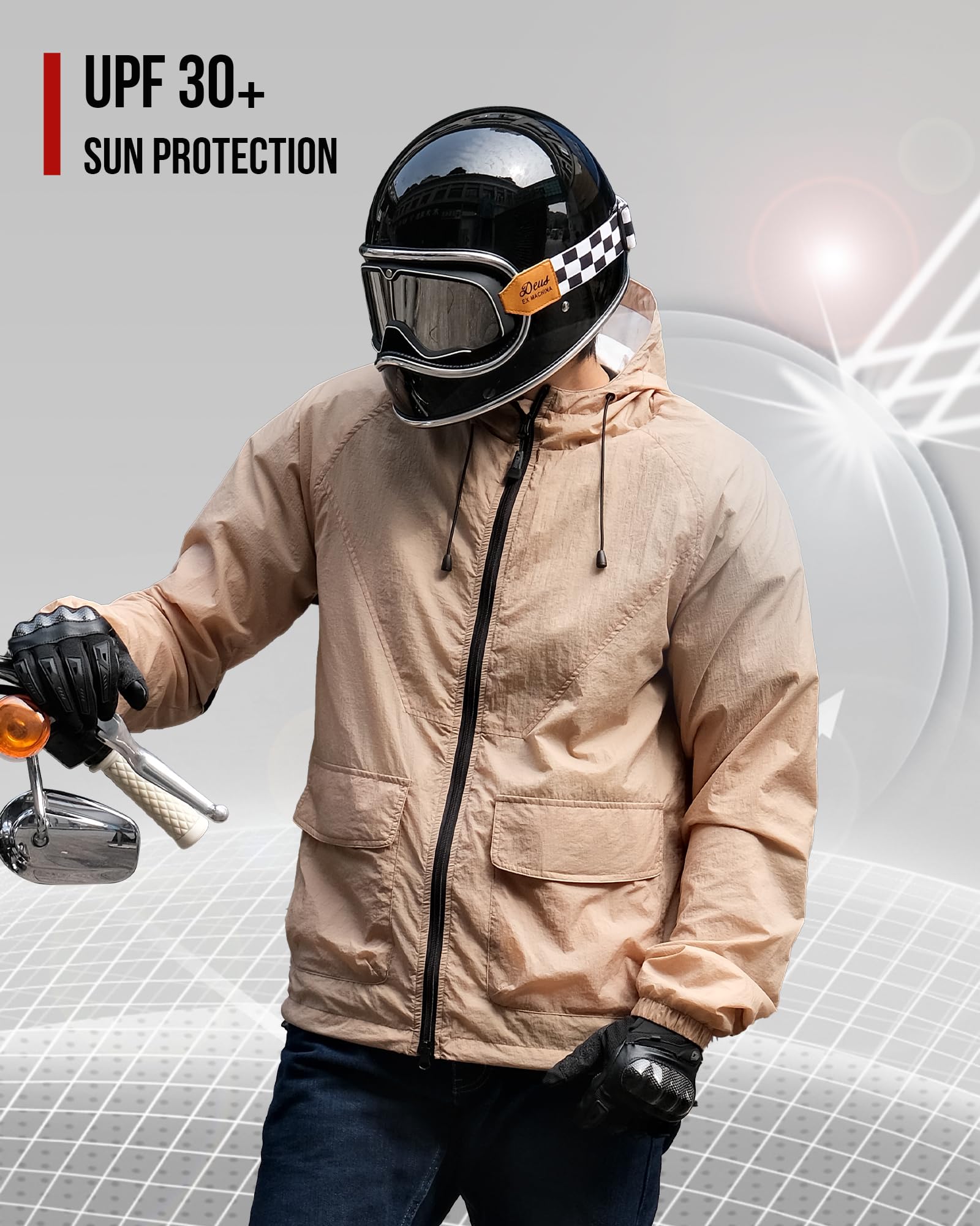 Amazon | [RIDEIRON] ライダースジャケット パーカー 薄手 日焼け止め