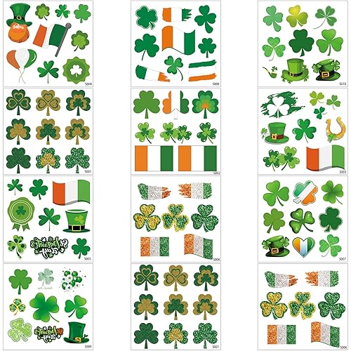 Miniatura 4 de CUTELIILI Shamrock - Tatuajes temporales del día de San Patricio para adultos y niños recuerdos de fiesta bandera irlandesa cuerpo brazo cara 12