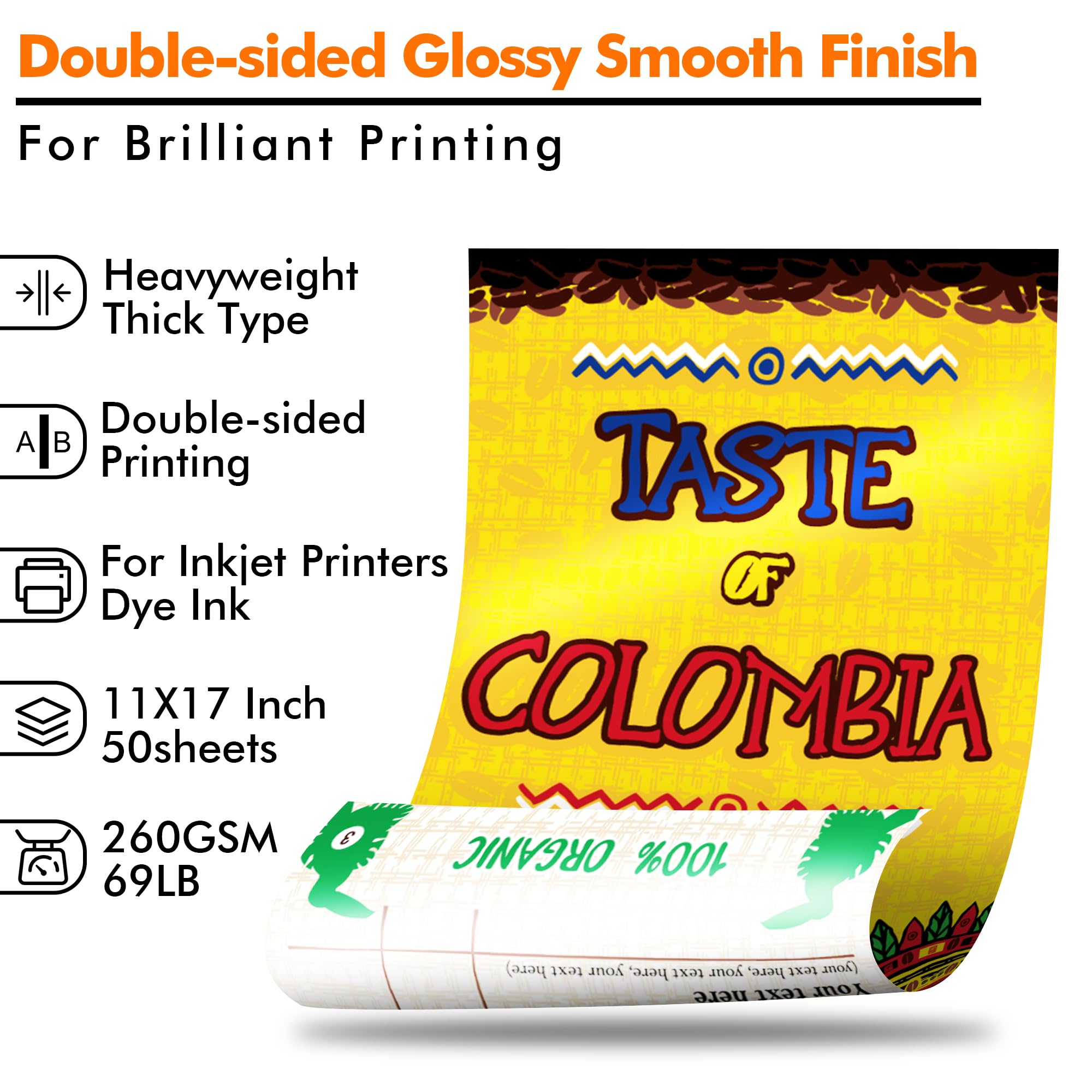 KOALA Glossy papel fotográfico | Papel de cartulina pesado compatible con impresora de inyección de tinta y tinta de tinta, 260 g/m²