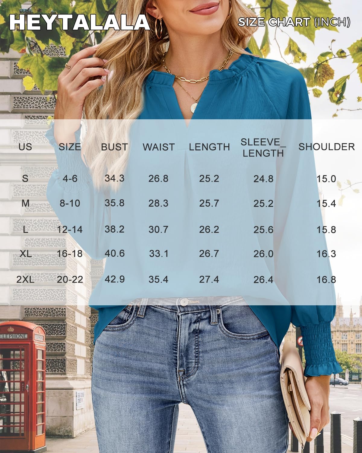 HEYTALALA Womens V Neck Long Sleeve Tops 2025 Fall Casual Loose Puff Sleeve Boho Work Blouse Dressy T Shirts - Image 7