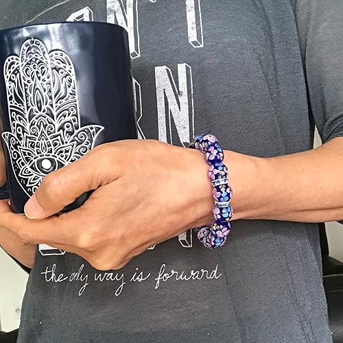 Miniatura 10 de Artsy Crafts - 24 cuentas de cristal de flores de cristal de Murano europeas de 0.472 pulgadas, cuentas de cristal sueltas hechas a mano para hacer