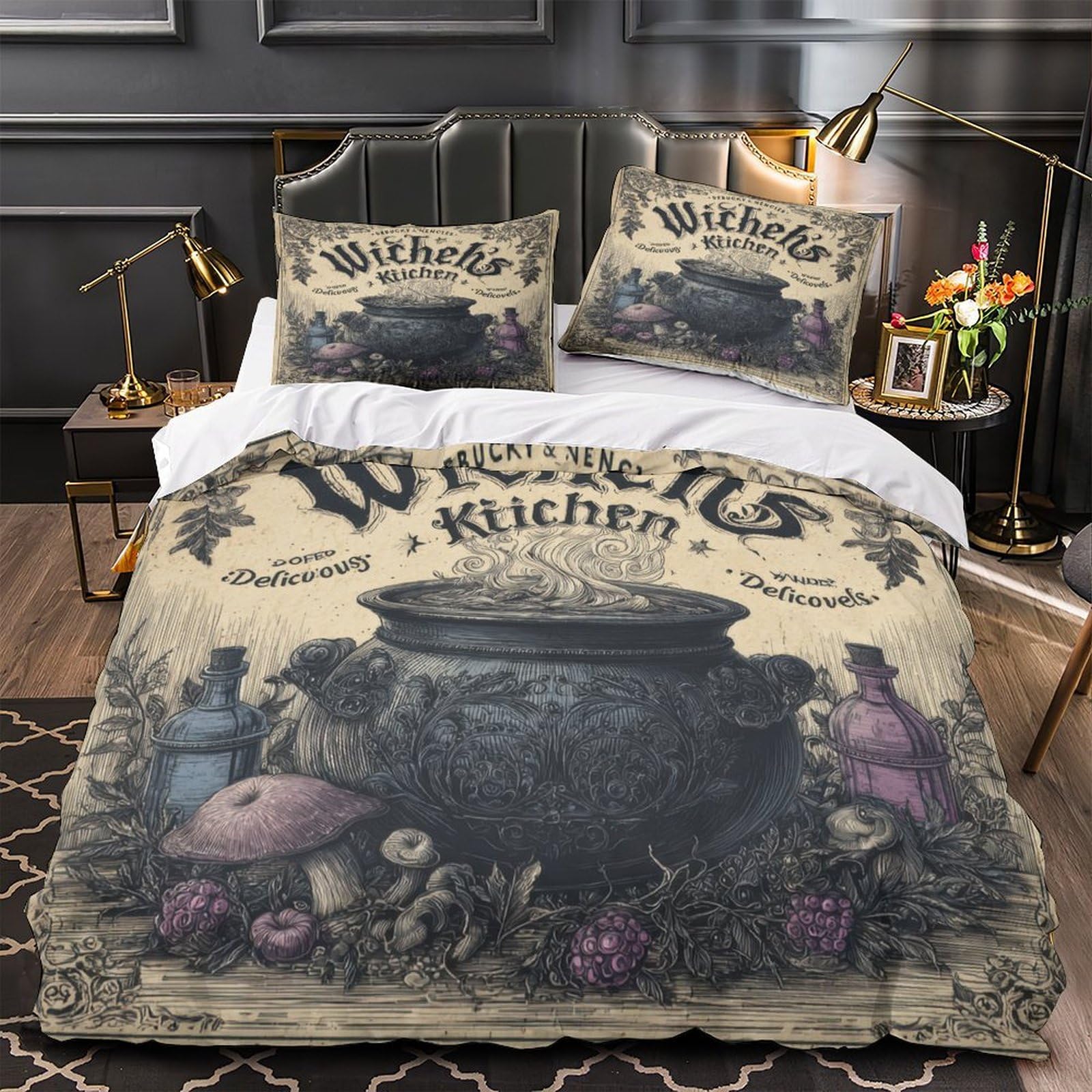 Parure de lit cuisine de la sorcière en microfibre premium ultra douce 135x200