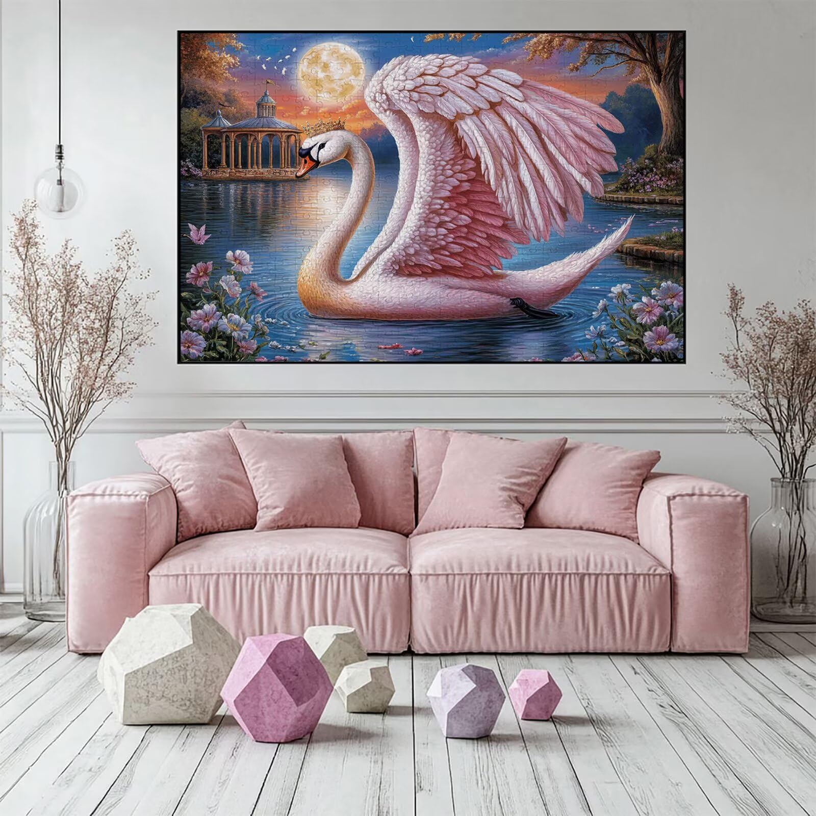 Puzzle 3000 elementów łabędź puzzle dla dorosłych księżyc 122 x 81 cm Unikalne rzemiosło klasyczne 3D drewniana układanka do rodzinnych gier aktywnych, układanka do samodzielnego wykonania nawet do