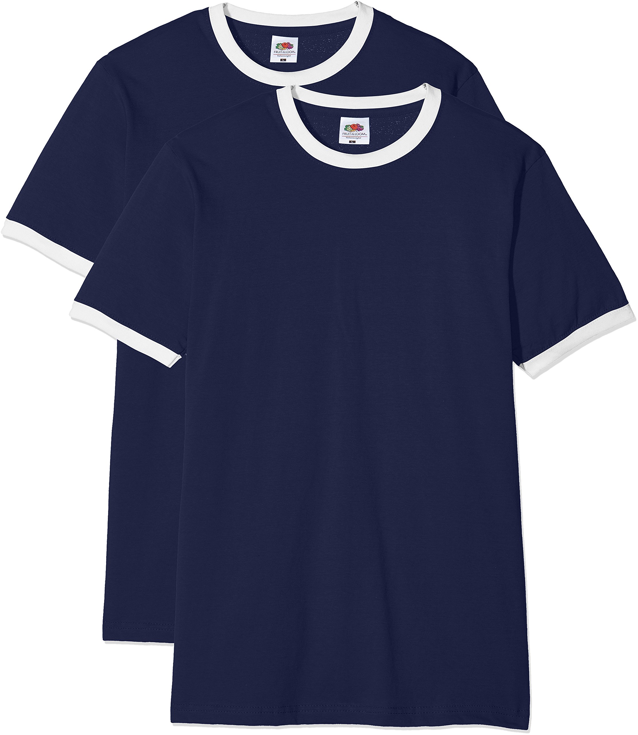 Fruit of the Loom Men's Ringer Premium T-Shirt, Navy/White, Small (Size:S) (Pack of 2)
