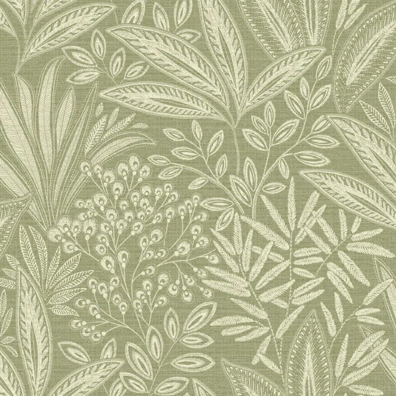 Yöl Fern Green Sahara Leaf Wallpaper - Botanical Leaves Naturistic - Stylish Modern Luxury Textured Feature Wall