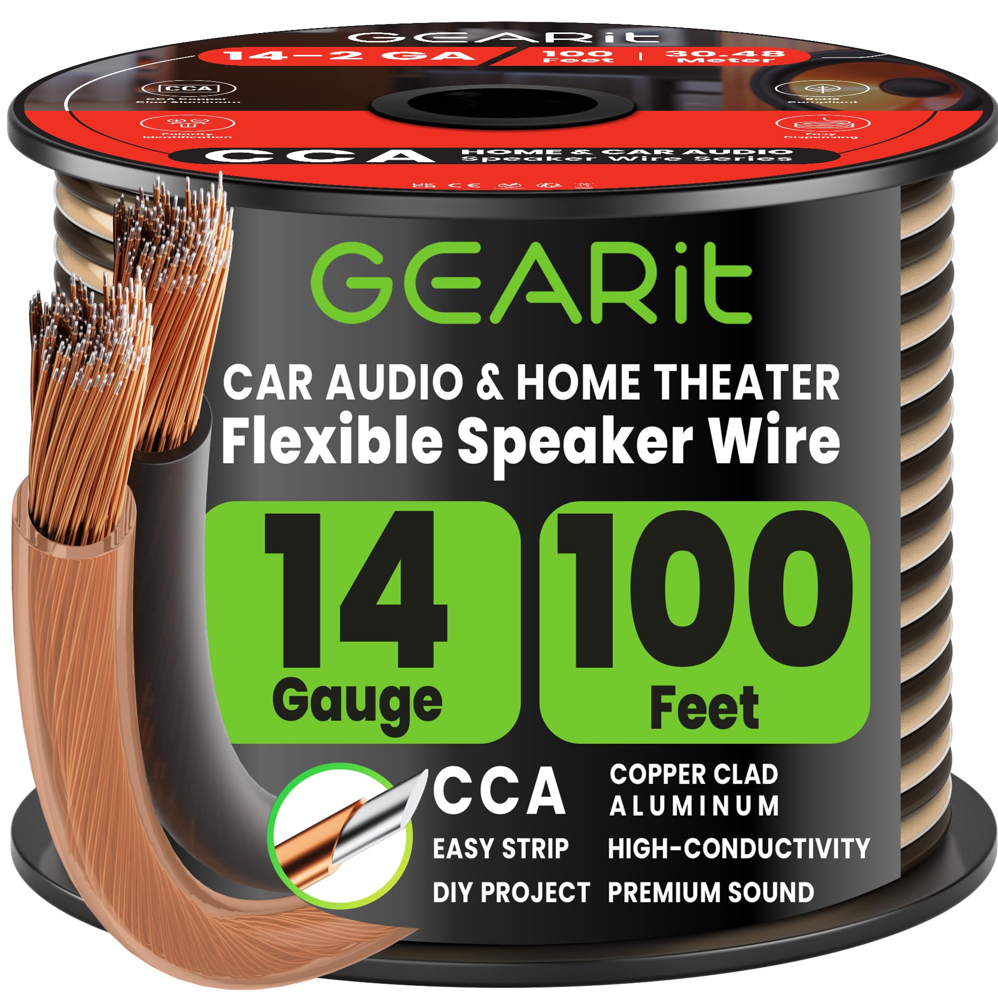 GEARit 500FT Speaker Wire - Home & Car Audio -16