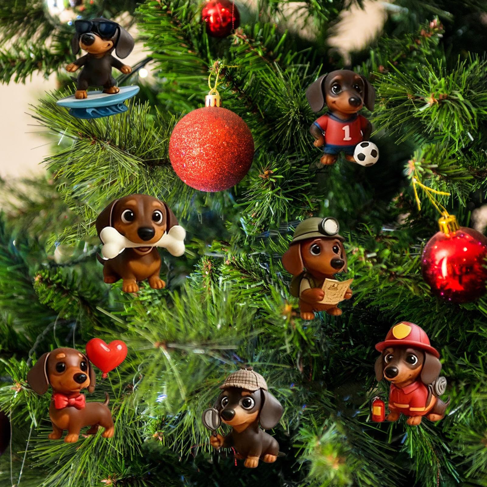 Calendrier De L’Avent 2025 Avec Teckels – 24 Figurines Acrylique 2D à Suspendre, Déco De Noël Pour Amoureux Des Chiens