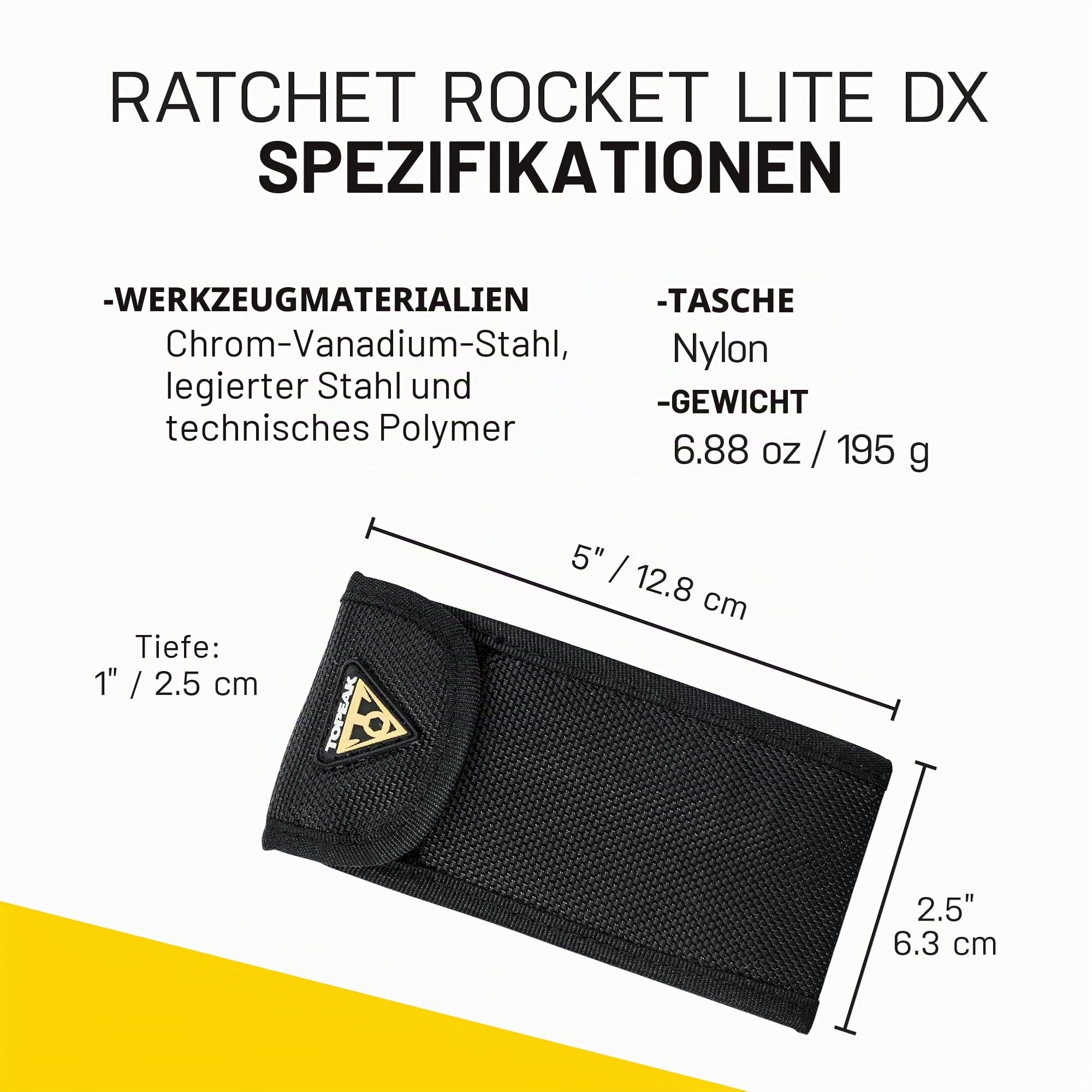 Topeak TT2524 Rocket Lite DX Werkzeug, Schwarz, 12
