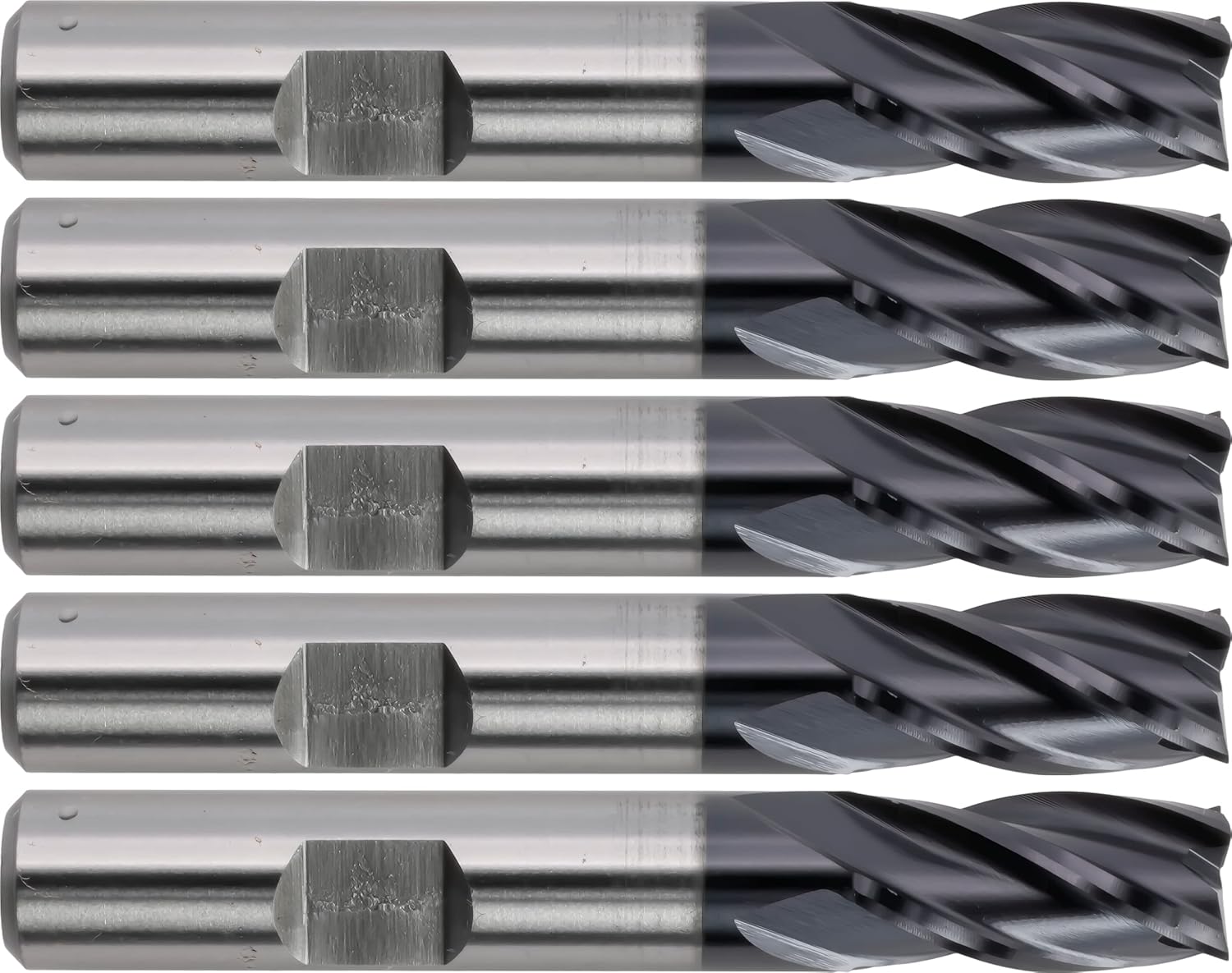 CME 5 pcs M42 Cobalt End Mills, Square Nose, AlCrN Coated, 5/8" Mill Diameter, 1 5/16" Length of Cut, 3 7/16" Overall Length, 2 Flute, Center Cutting
