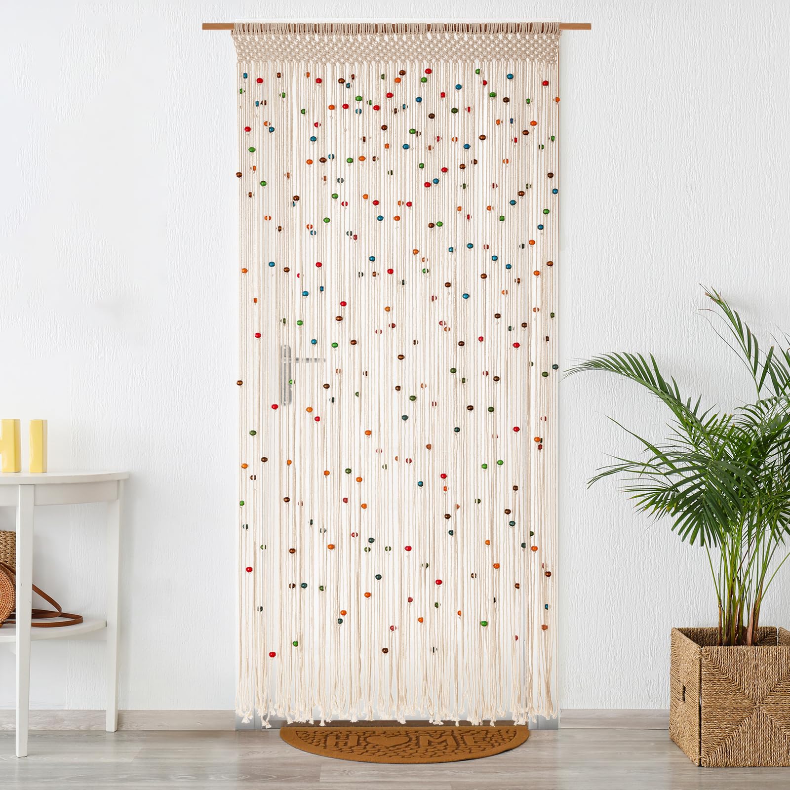 Rideau de porte en perles macramé pour porte et fenêtre, fonctionnel et décoratif, adapté à différents espaces de vie