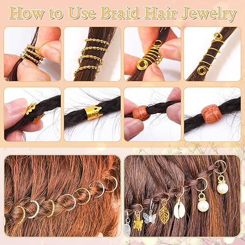 Miniatura 8 de Joyas para el cabello para trenzas Loc, joyería para rastas de cabello, accesorios de joyería de aluminio dorado y plateado para trenzas, decoración