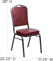 Vista 2 de EMMA + OLIVER Silla de banquete de la parte posterior de la corona, marco vinílico borgoña/plata