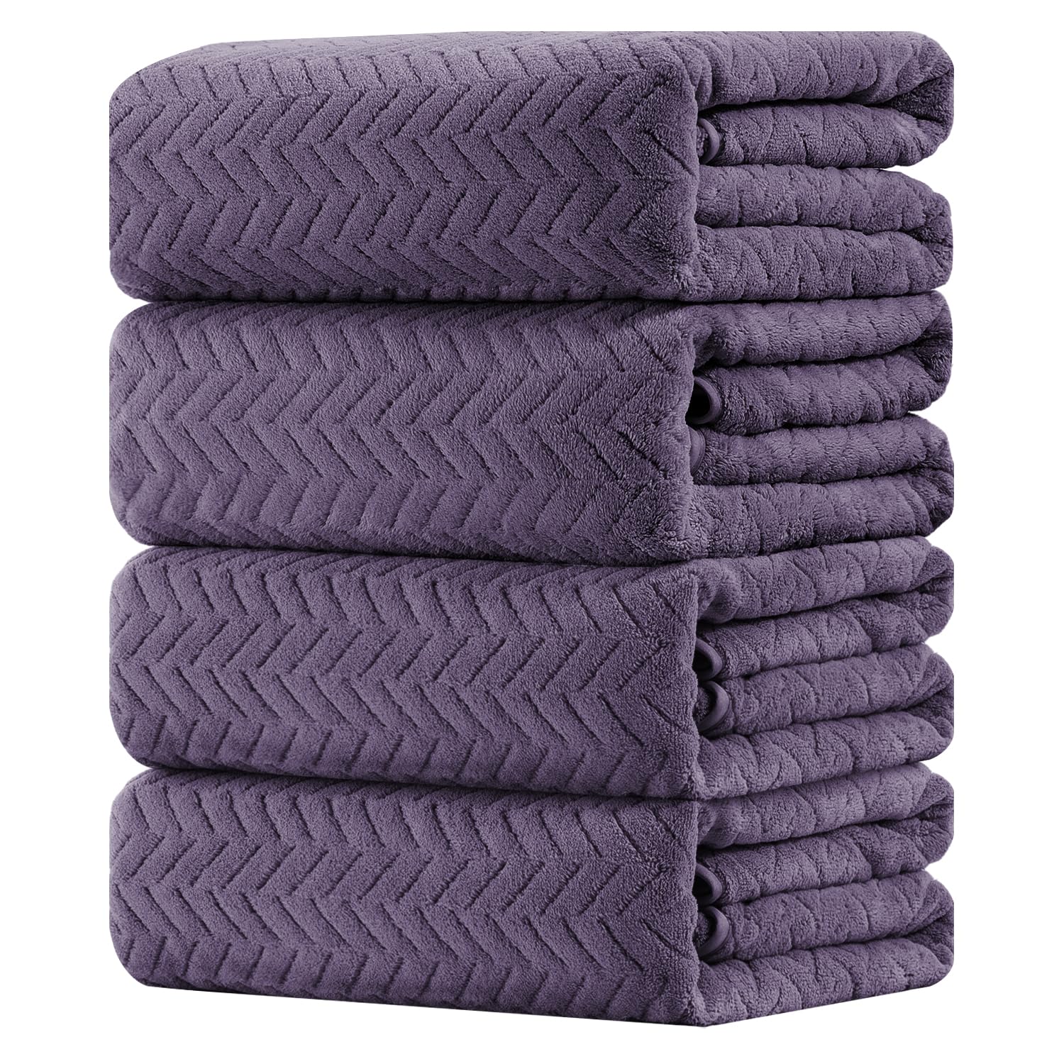 4 Pack Large Bath Towels Set 35"x70" Purple Oversized Bath Sheet Chair Towels, 600 GSM Ultra Soft & Absorbent Towels for Bathroom, Quick Dry Towel for Gym Hotel Camp Pool